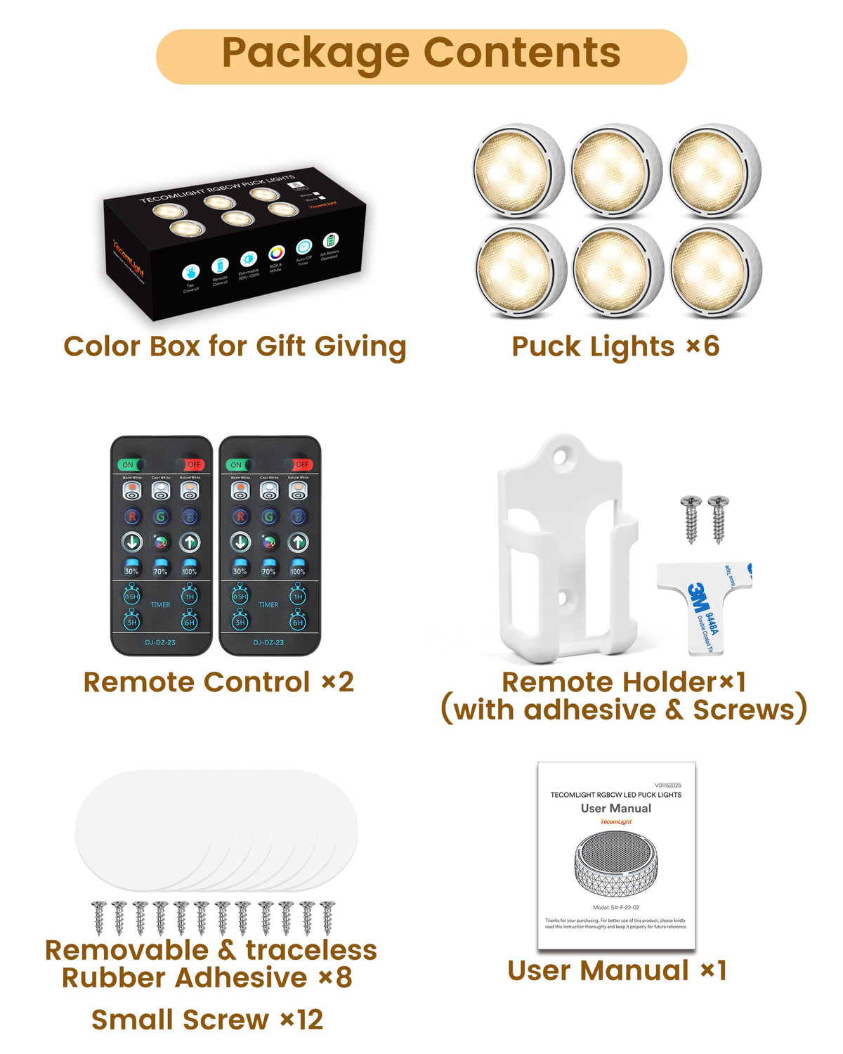 TECOMLIGHT LED Puck Lights with Remote Control - White / 6 Pack view 4
