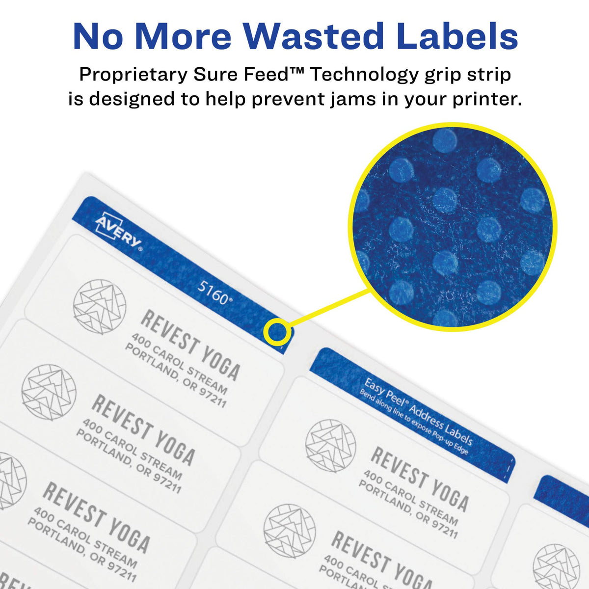 Printable Round Labels, Sure Feed® Technology, 2.5" Diameter, White, Laser - 300 labels view 3
