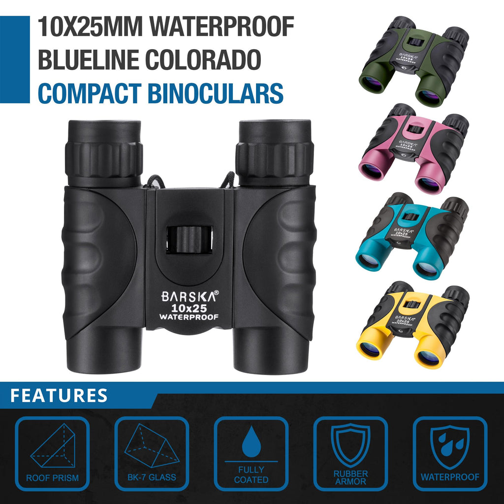 Barska 10x25 Waterproof Compact Binoculars - Blue view 2
