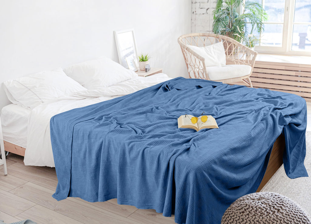Utopia Bedding 100% Cotton Thermal Blanket Soft - Wedgewood / Twin view 5