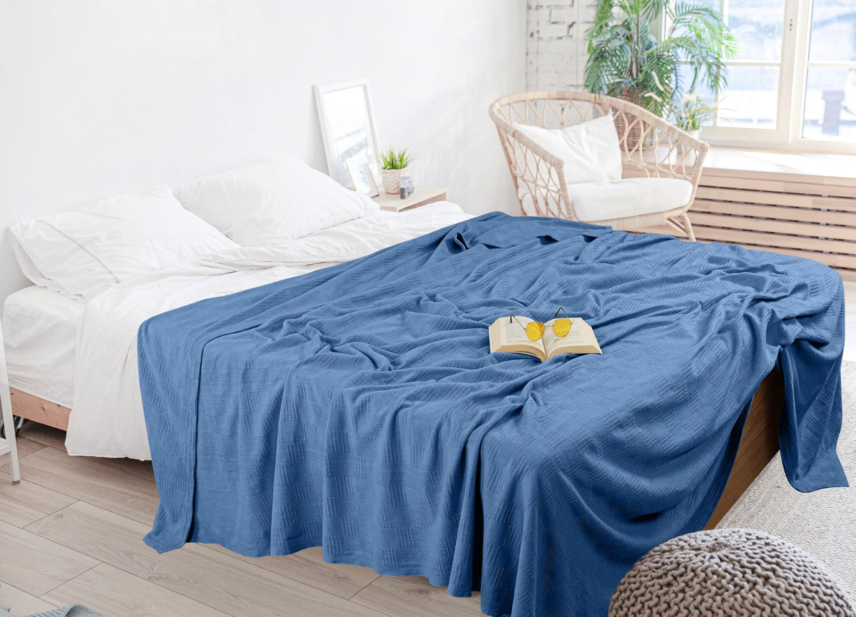 Utopia Bedding 100% Cotton Thermal Blanket Soft - Wedgewood / Twin view 5