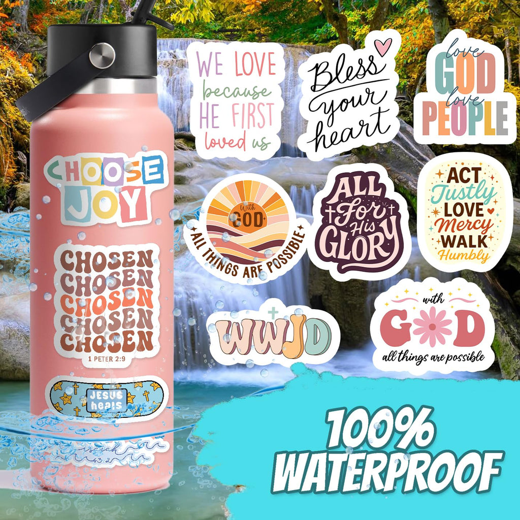 130Pcs God is Greater Sticker Pack by Puraesla - Inspirational Christian Stickers, Bible (additional view 4)