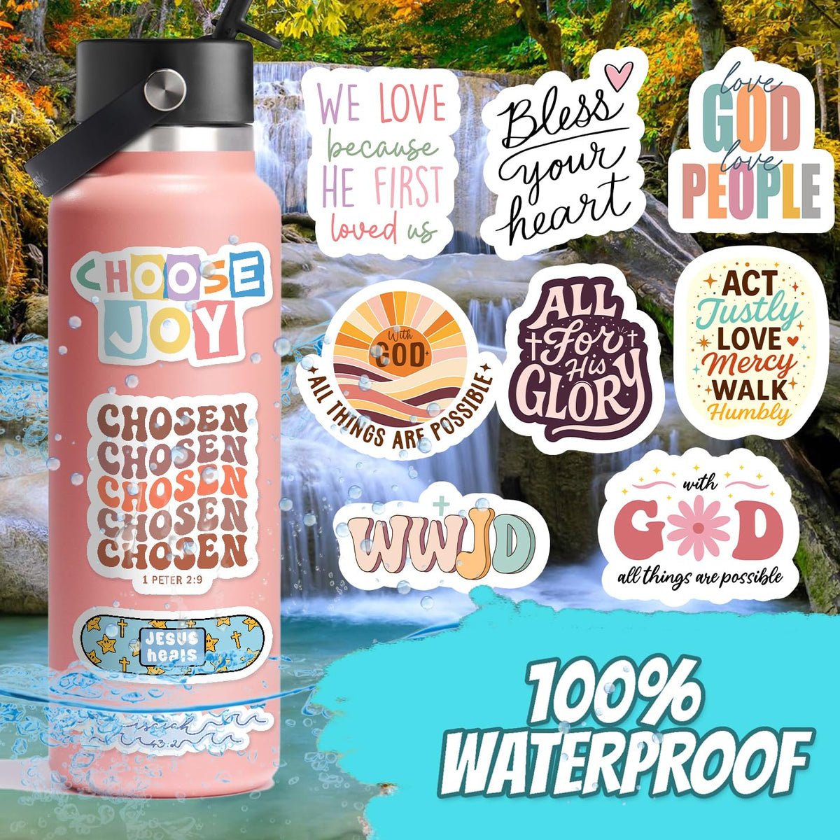 130Pcs God is Greater Sticker Pack by Puraesla - Inspirational Christian Stickers, Bible (additional view 4)