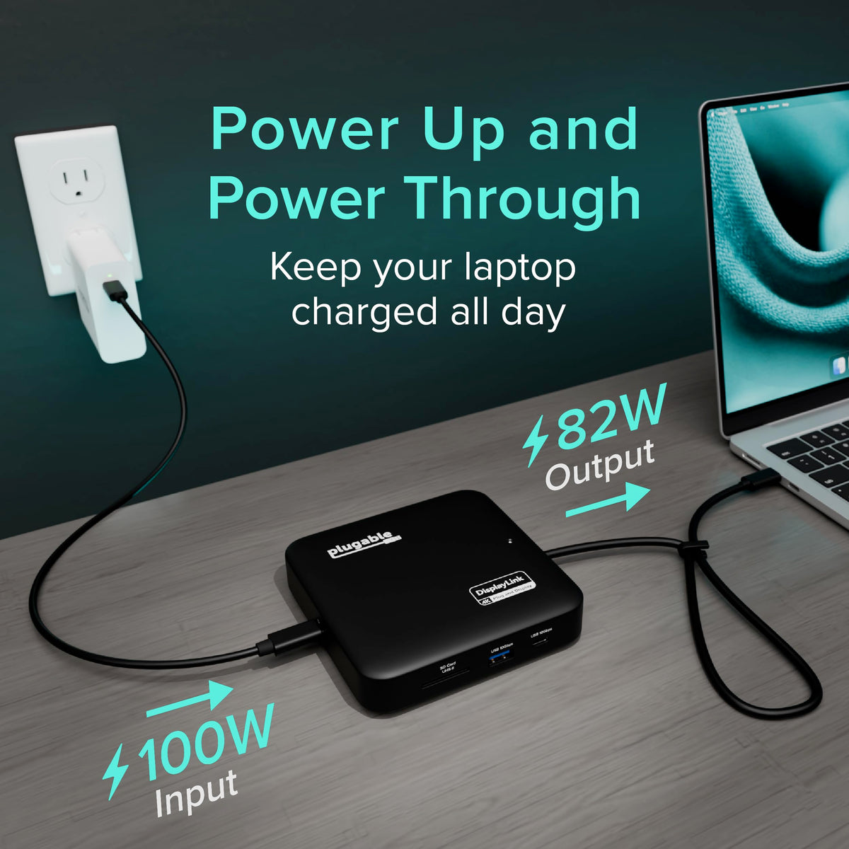 Plugable 7-in-1 USB-C DisplayLink Dock, Dual 4K 60Hz HDMI, 100W PD Charging (additional view 3)