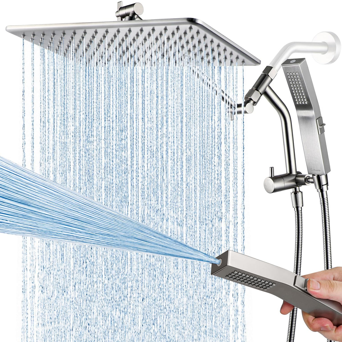 G-Promise Inch All Metal Rain Shower Head with Handheld