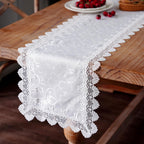 Artbloss Lace Table Runner White Jacquard Dresser Scarf - 72" x 14" (Rectangular)