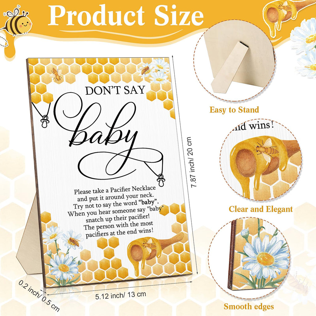 Geetery 51 Pcs Baby Shower Game Pacifier Necklace - Blue / Bee view 1