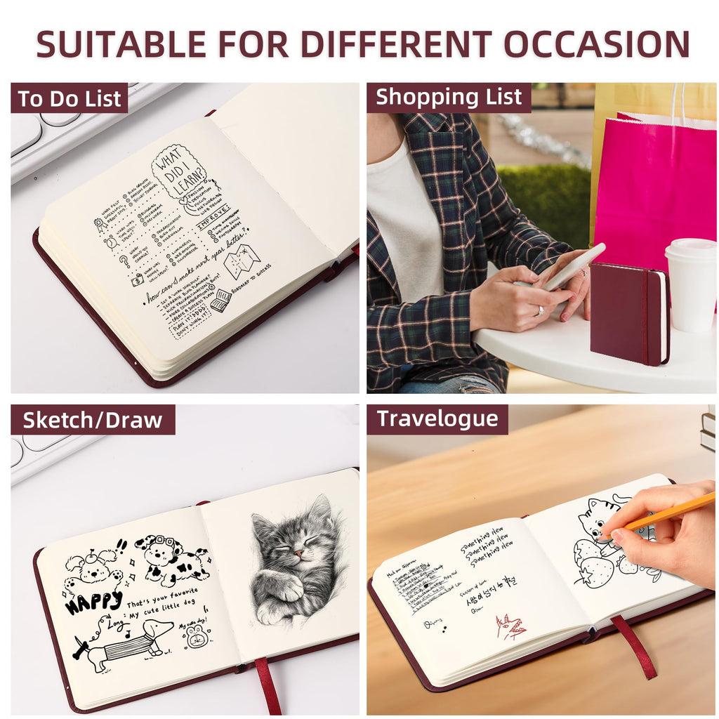 BOBO RABBIT 2 Pack Small Square 100GSM Mini Notebooks Blank Page Sketchbook - C-Red and Brown view 6