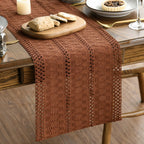 Artoid Woven Farmhouse Hollow Table Runner - Caramel / 12" x 60", Table Runner view 1