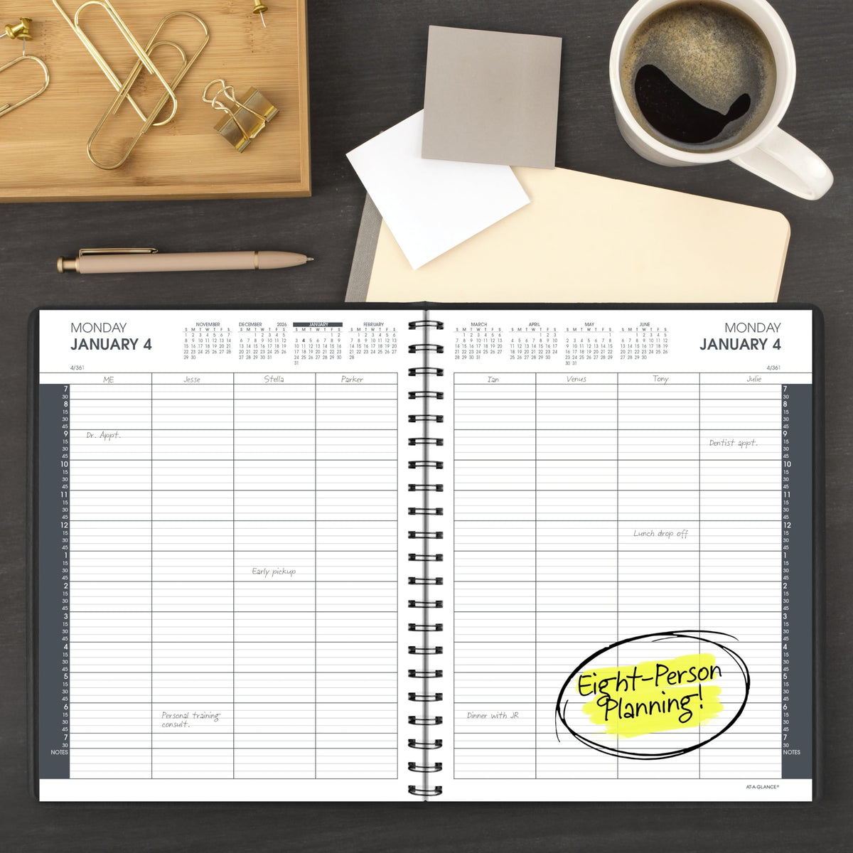 AT-A-GLANCE Appointment Book Planner, Daily Group Planner - Eight Person / 2027 view 1