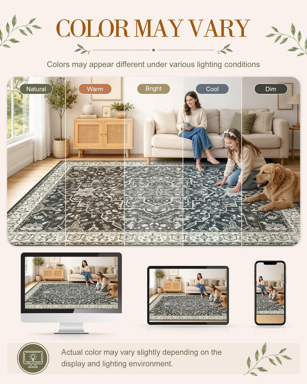 OLANLY Soft Non Slip Carpet - Black / 3' x 6' (Runner) view 1