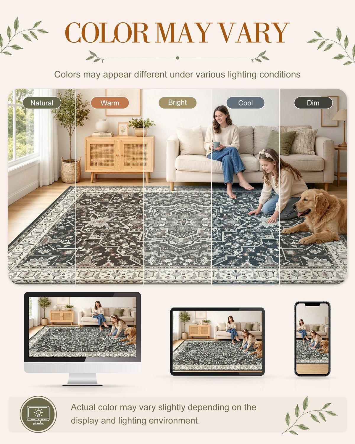 OLANLY Soft Non Slip Carpet - Black / 3' x 6' (Runner) view 1