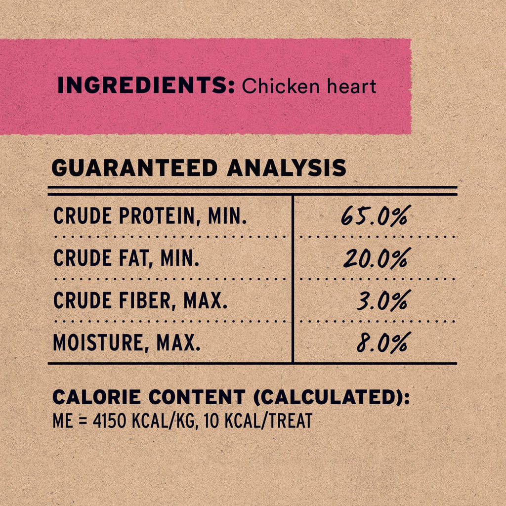 Vital Essentials Freeze Dried Raw Chicken Hearts Cat Treats, 0.8 oz Bag (9403)