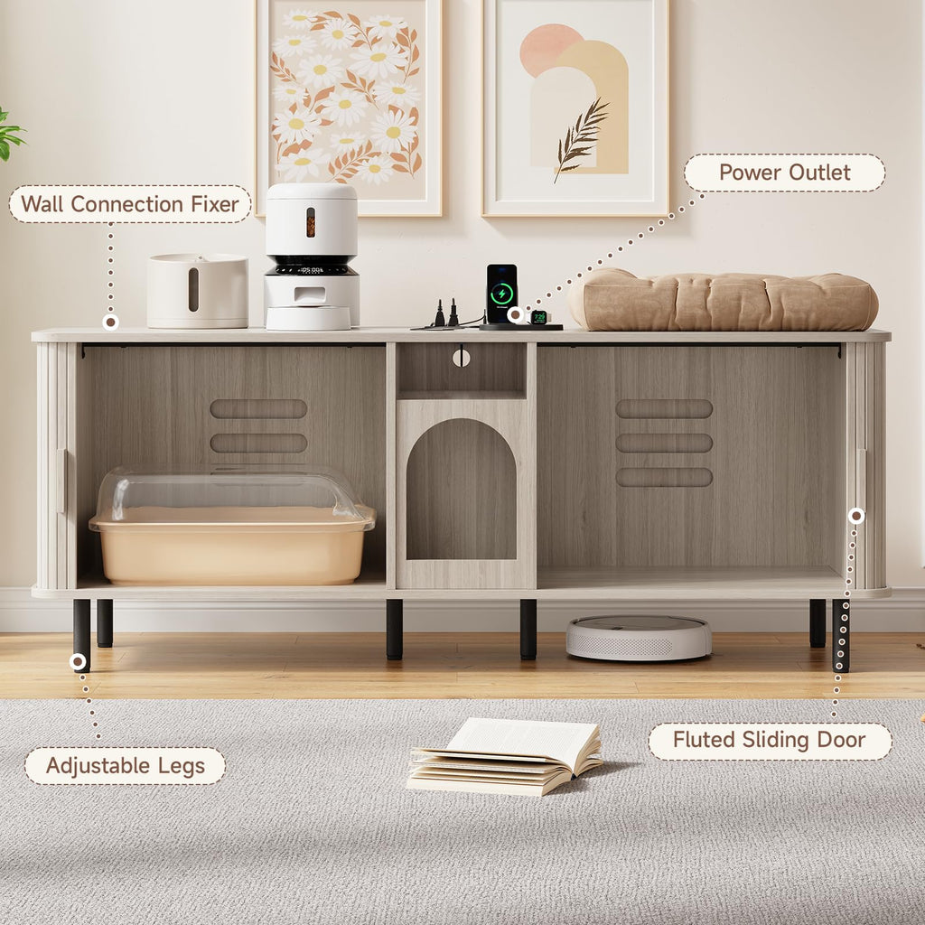 ONBRILL 65 Inches Cat Litter Box Enclosure for 2 Cats