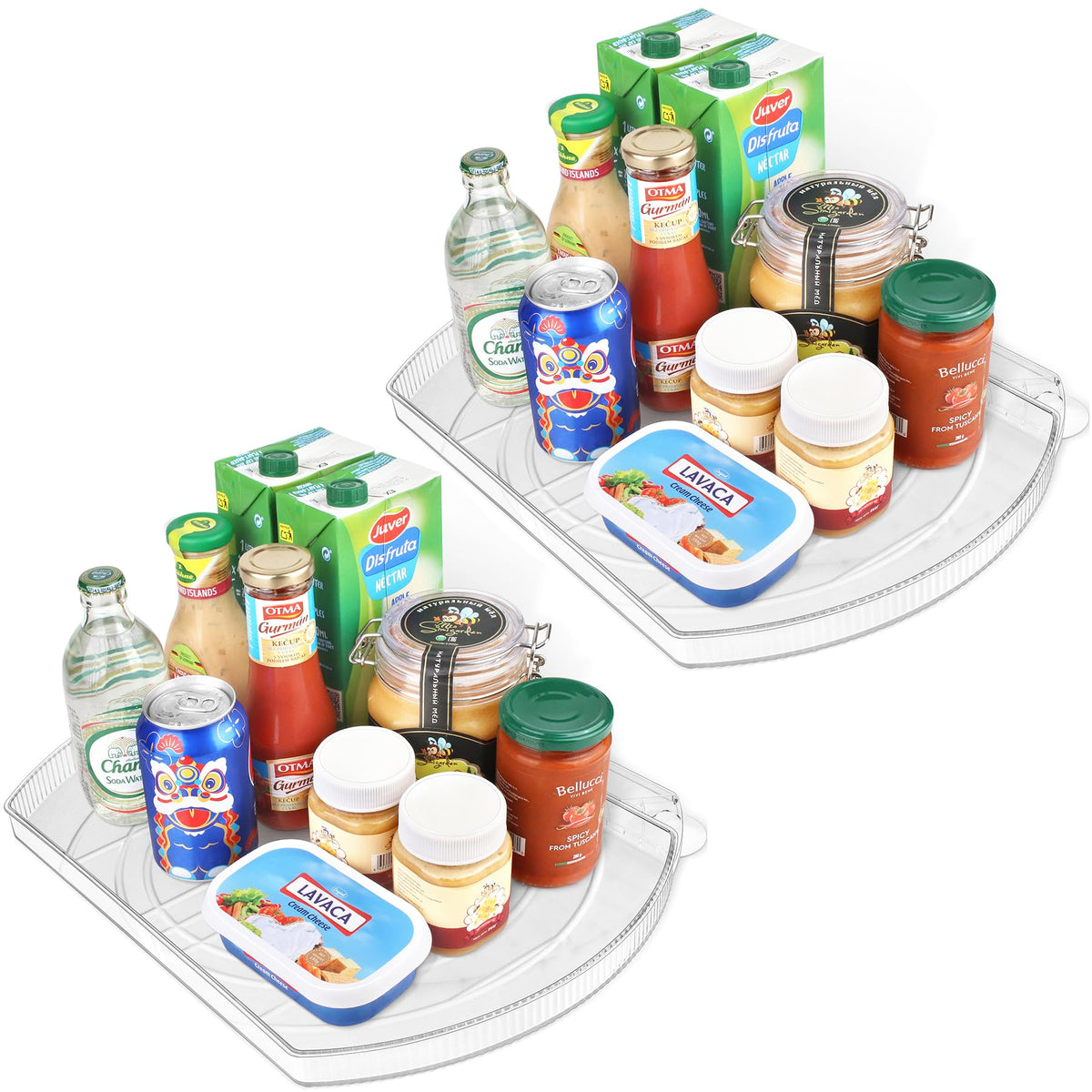 FIRJOY Lazy Susan Organizer - Rectangular / 16.5" x 11.1" Clear - 2 Pack
