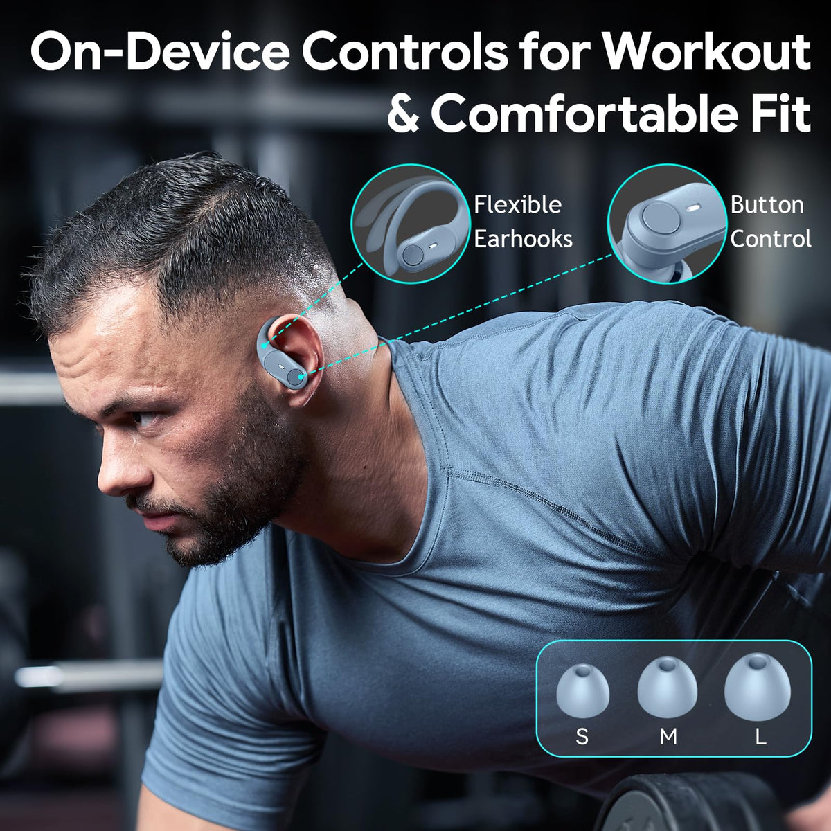 Active Noise Cancelling Ear Buds Wireless Bluetooth Headphones 80H Playtime Display Charging Case 50dB ANC Over - Sierra Blue view 8