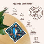 Augine Swedish Dishcloths for Kitchen, Reusable Paper Towel - 5 Count- Flowers and Birds view 2