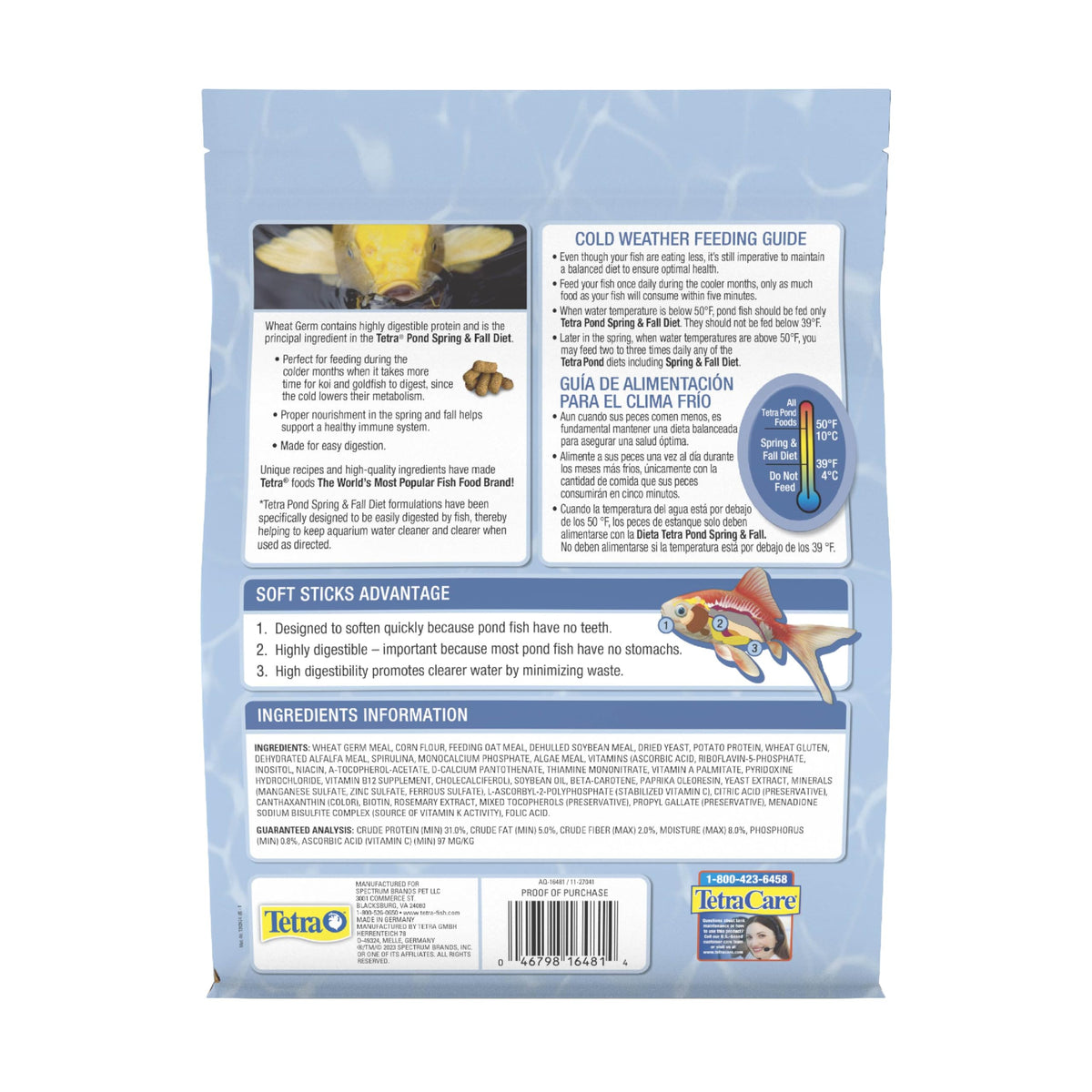 TetraPond Spring & Fall Diet Floating Pond Sticks, 1.72-Pound (additional view 1)