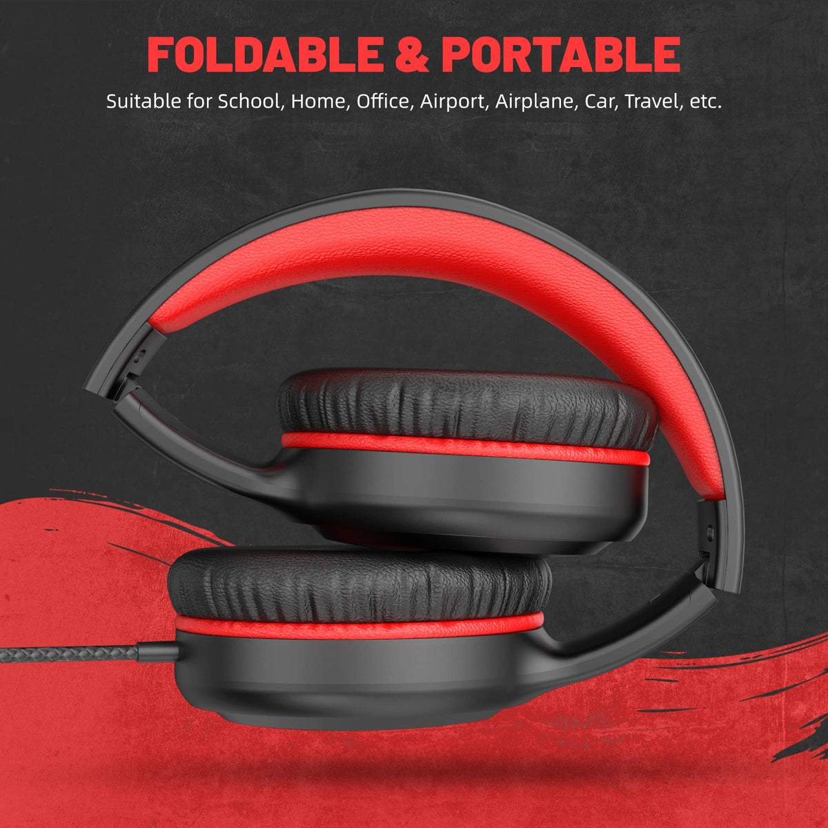 UKELALA U2C Type C Headphones - Black/Red view 4