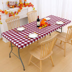 Smiry Rectangle Picnic Table Cloth - Burgundy and White / 96" x 30" (Rectangular) view 5
