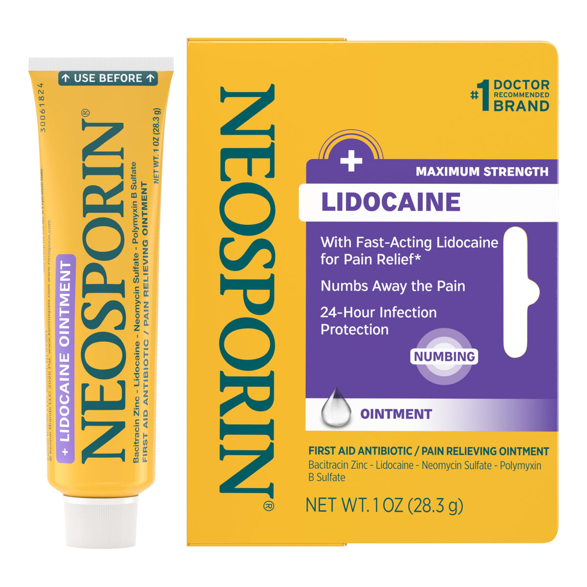 Neosporin + Lidocaine Pain Relief Triple Antibiotic Ointment, – 1 oz
