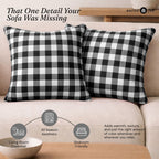 Native Fab Throw Pillow Cushion Cover for Sofa Couch Bed Comfort - Gingham Black / 20" x 20" (Pack of 2) view 2