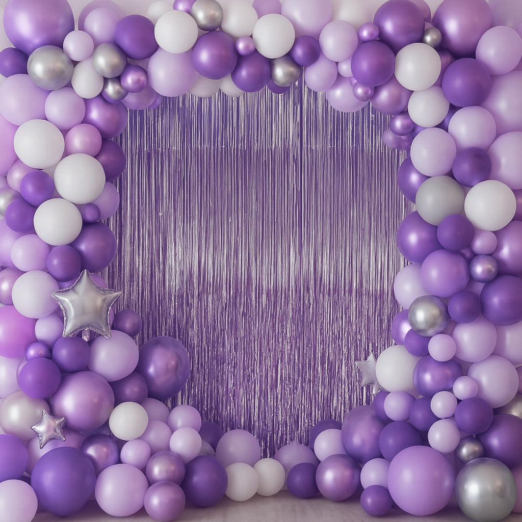 Voircoloria Foil Fringe Backdrop Curtains, 3.3x6.6ft