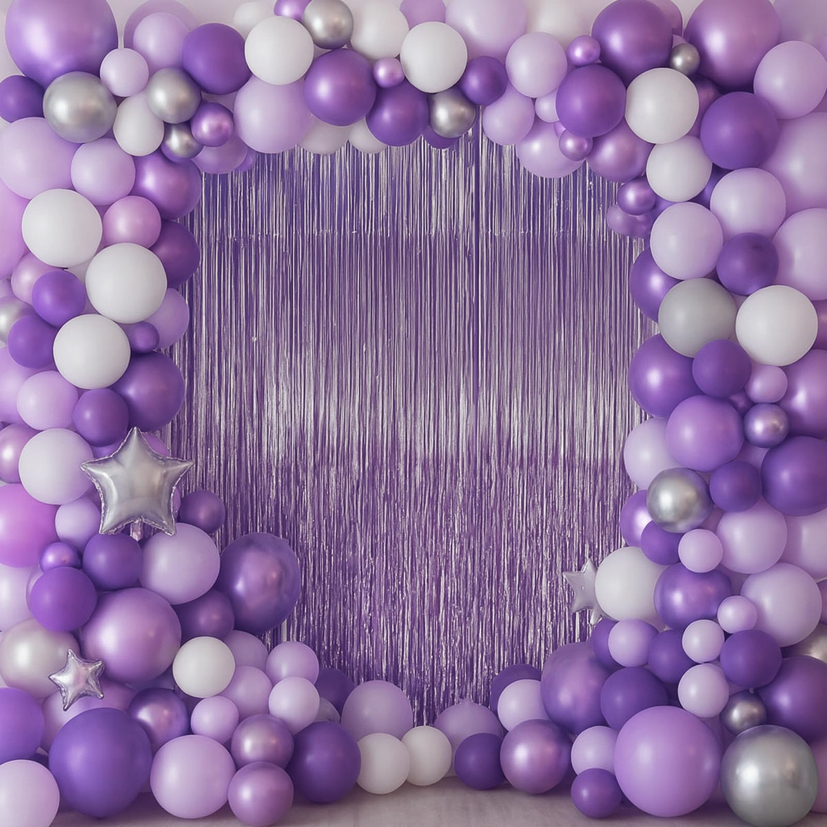Voircoloria Foil Fringe Backdrop Curtains, 3.3x6.6ft
