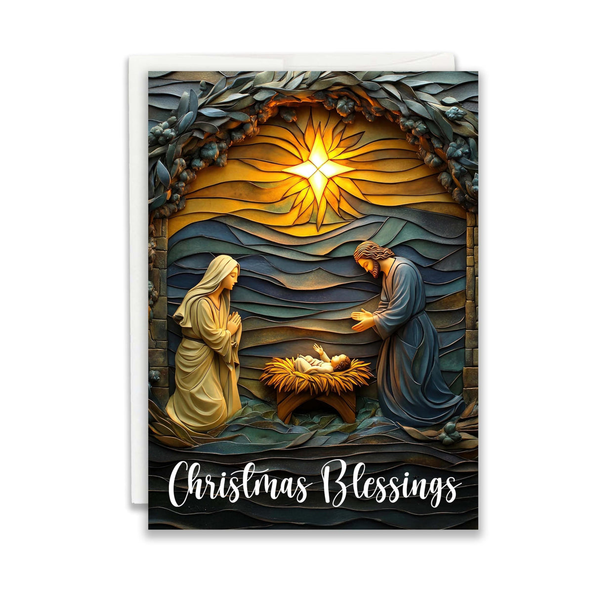 JBH Creations Nativity Blessings Religious Christmas Card - Pack of 24