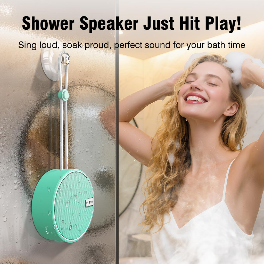 INSMY C12 IP67 Waterproof Shower Bluetooth Speakers,Portable Small Speaker - Mint view 3