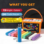 24 PCS Sidewalk Chalk for Kids - 13 Colors Chalk Bucket -Non-Toxic Washable (additional view 1)