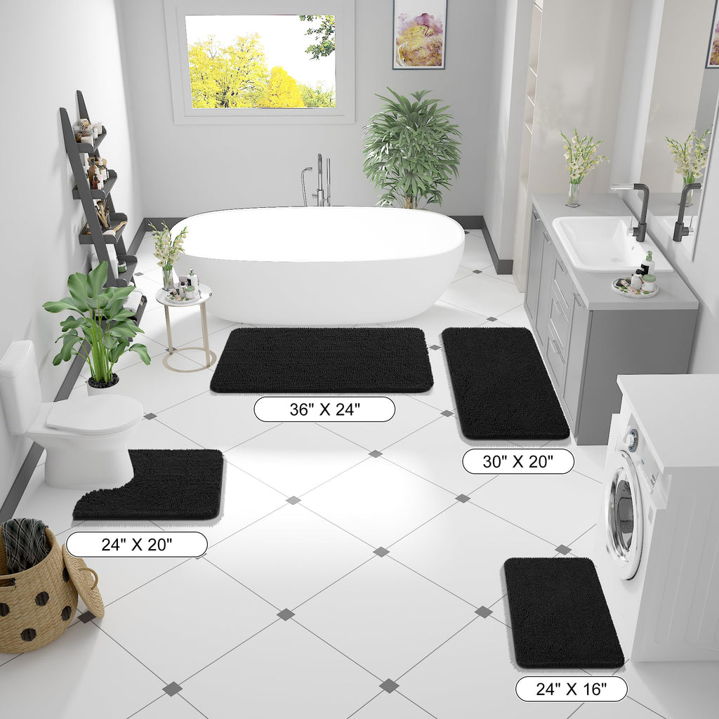 OLANLY Bathroom Runner Rugs 47x20, Extra Soft Absorbent Chenille Bath Rugs (additional view 1)