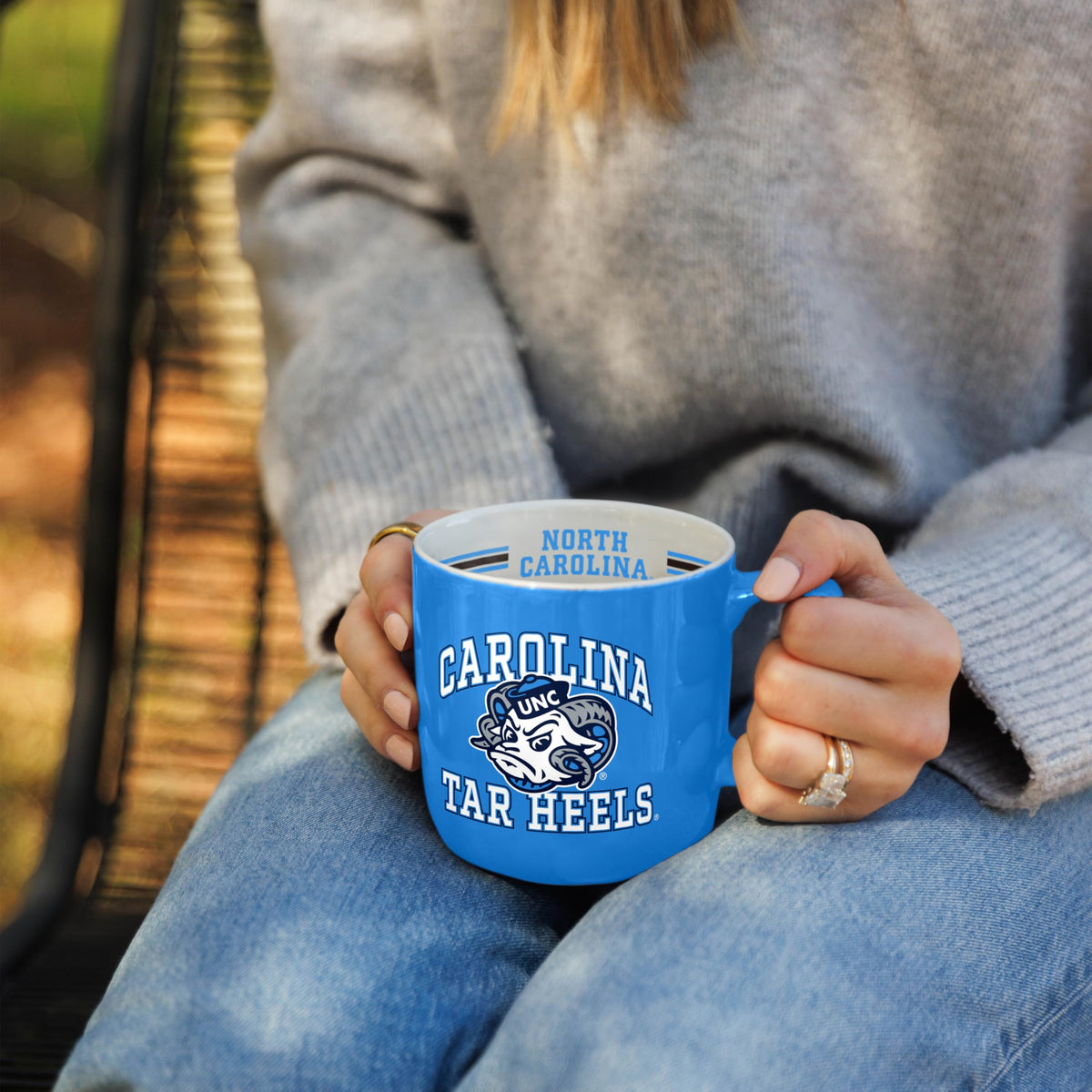 Logo Brands NCAA 15 oz Stripe Coffee Mug - North Carolina Tar Heels view 1