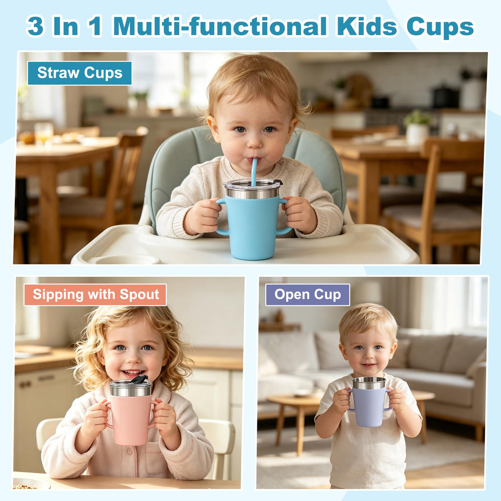 Vermida 12oz Stainless Steel Kids Cups with Handle for Toddlers, 4 Pack (additional view 4)