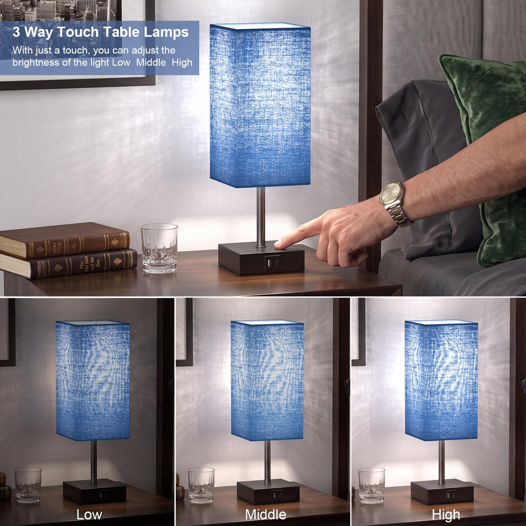 hansang Bedside Table Lamp with Touch Control, USB-C + USB-A - view 13