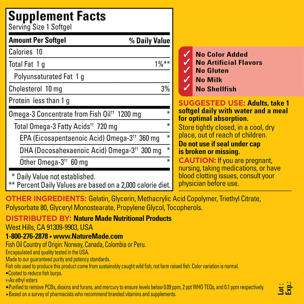 Nature Made Fish Oil Omega-3 1200mg Softgels