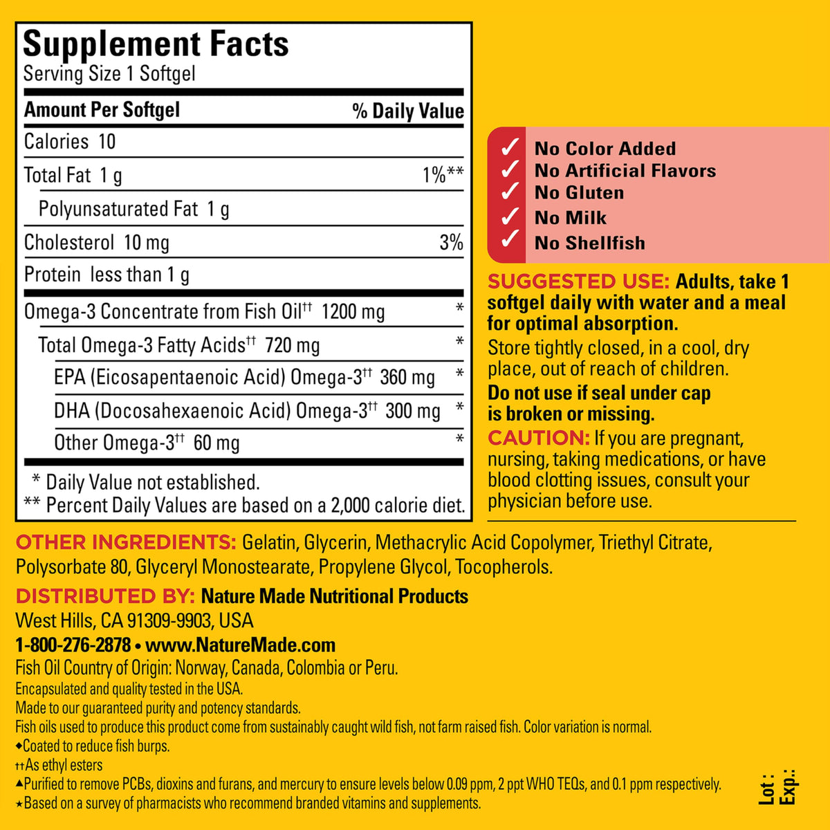 Nature Made Fish Oil Omega-3 1200mg Softgels