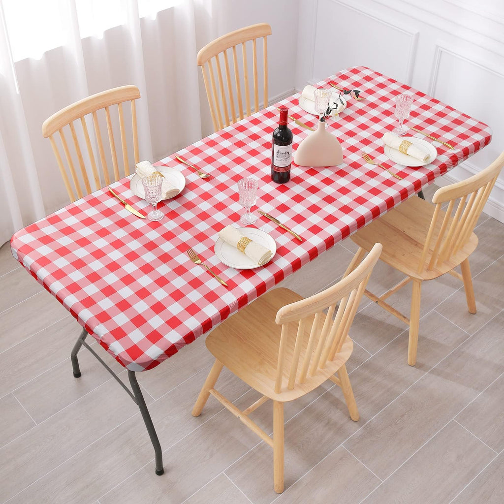 Smiry Rectangle Picnic Table Cloth - Red and White / 48" x 24" (Rectangular) view 8