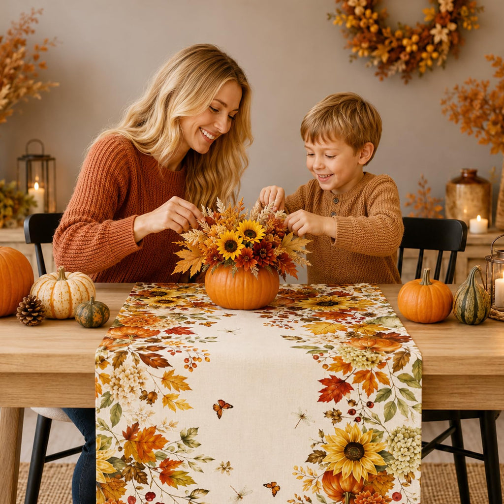 Bigwish Table Runner Holiday Decor - Fall Pumpkin Maple / 13''x90'' view 7