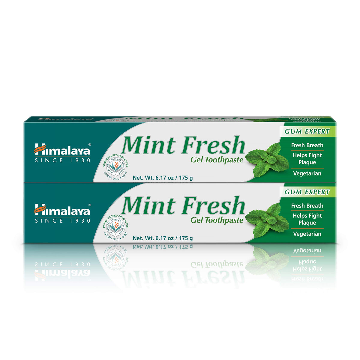 Himalaya Mint Fresh Gel Toothpaste, Fluoride Free to Reduce Plaque & Brighten Teeth, 6.17