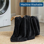 BEDELITE Travel Blanket with Bag, Jacquard Fleece Blanket 65"x40" - Black view 8
