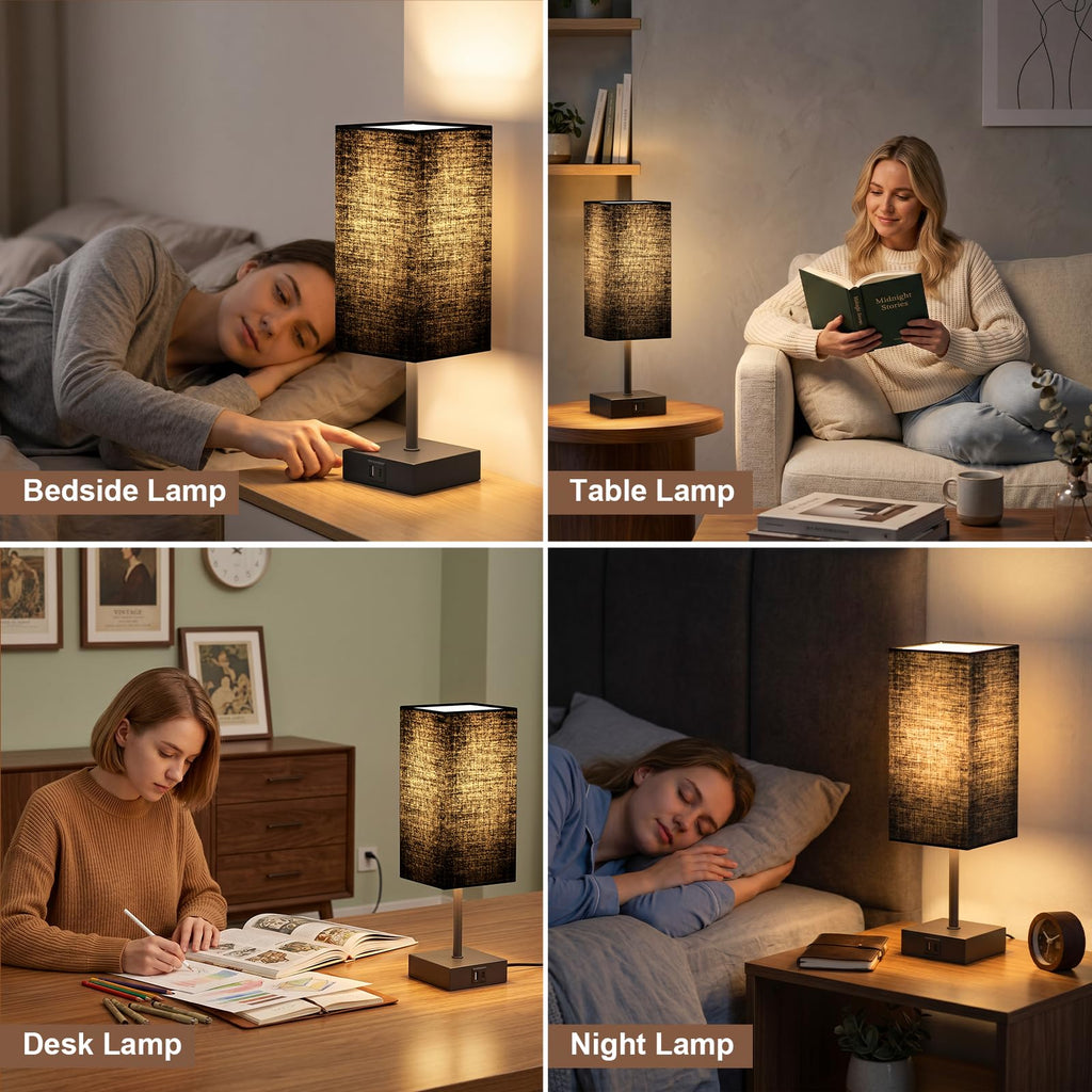 hansang Bedside Table Lamp with Touch Control, USB-C + USB-A - view 8