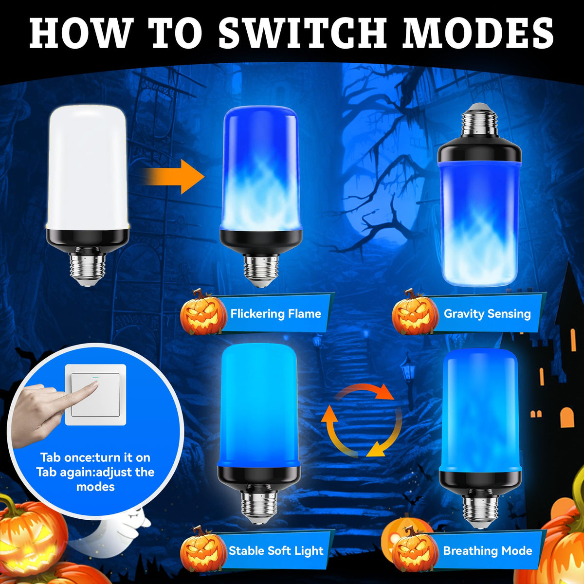 hyrion LED Flame Light Bulbs - Blue view 3