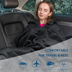 BEDELITE Travel Blanket with Bag, Jacquard Fleece Blanket 65"x40" - Black view 6