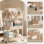 3 Tier Rolling Diaper Caddy Cart - Beige view 7
