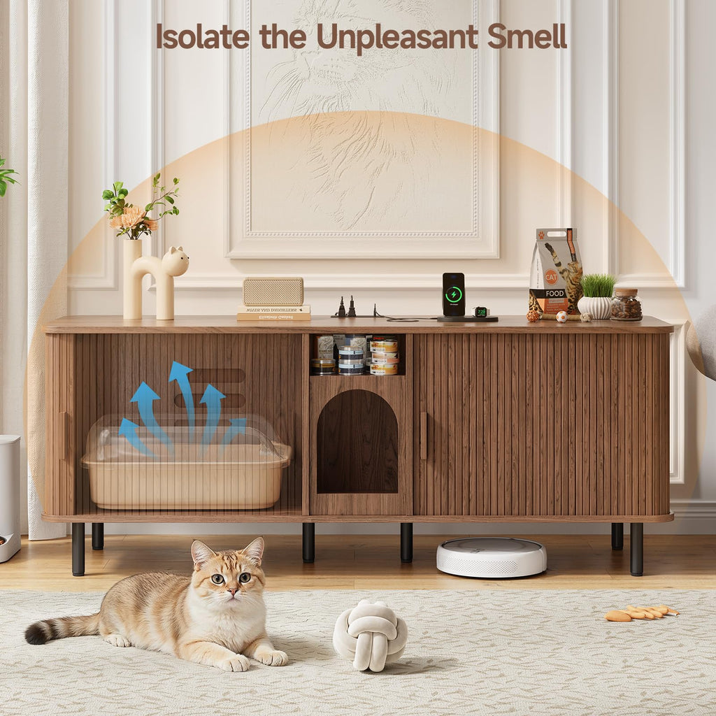 ONBRILL 65 Inches Cat Litter Box Enclosure for 2 Cats
