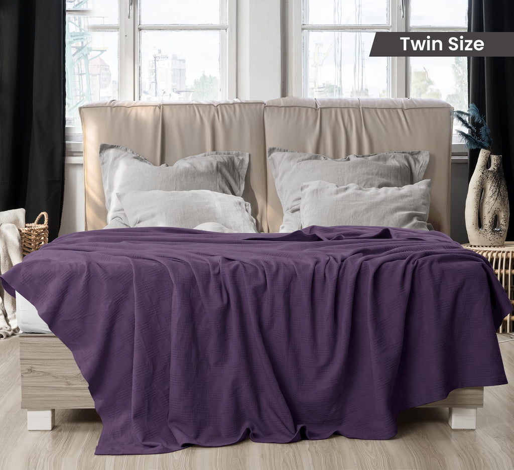 Utopia Bedding 100% Cotton Thermal Blanket Soft - Plum / Twin view 1