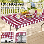 Smiry Rectangle Picnic Table Cloth - Burgundy and White / 96" x 30" (Rectangular) view 1