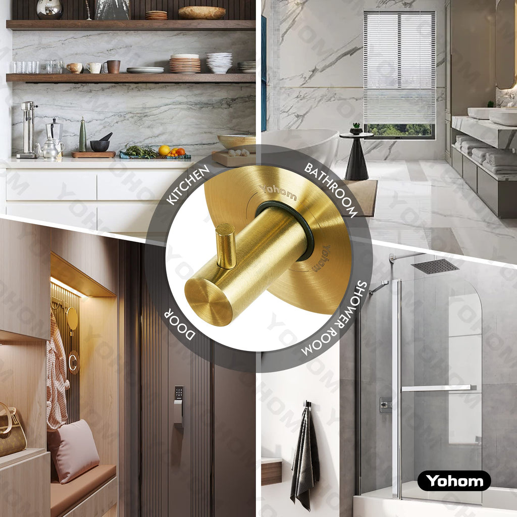 YOHOM Suction Cup Hooks - 2 Gold view 4
