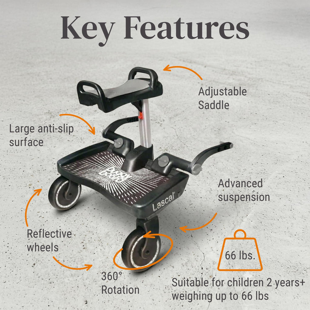 Lascal BuggyBoard Maxi+ - Black with Gray Saddle Seat (11041)